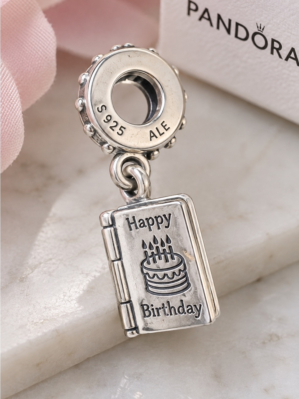 Pandora Silver 'Happy Birthday' Book Locket Charm